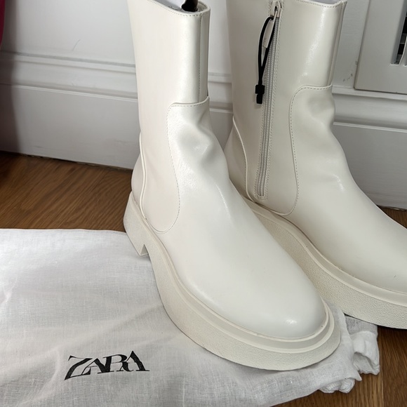 zara beige solid color ankle boots size 8 - Picture 5 of 6